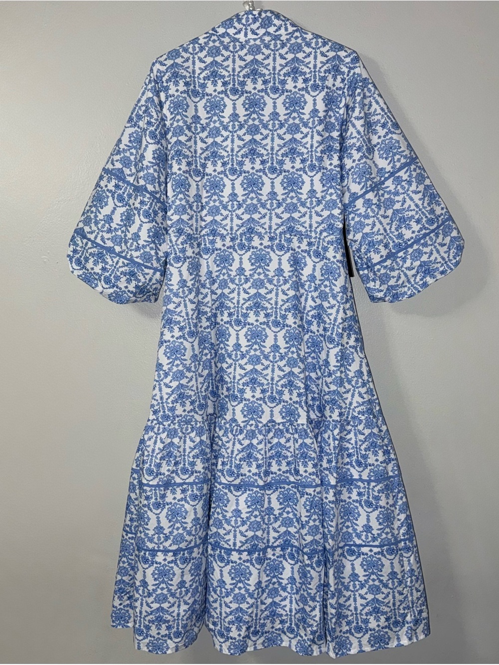 HYACINTH HOUSE BLUE AND WHITE MIDI HILLSBOROUGH DRESS - Picture 4 of 11
